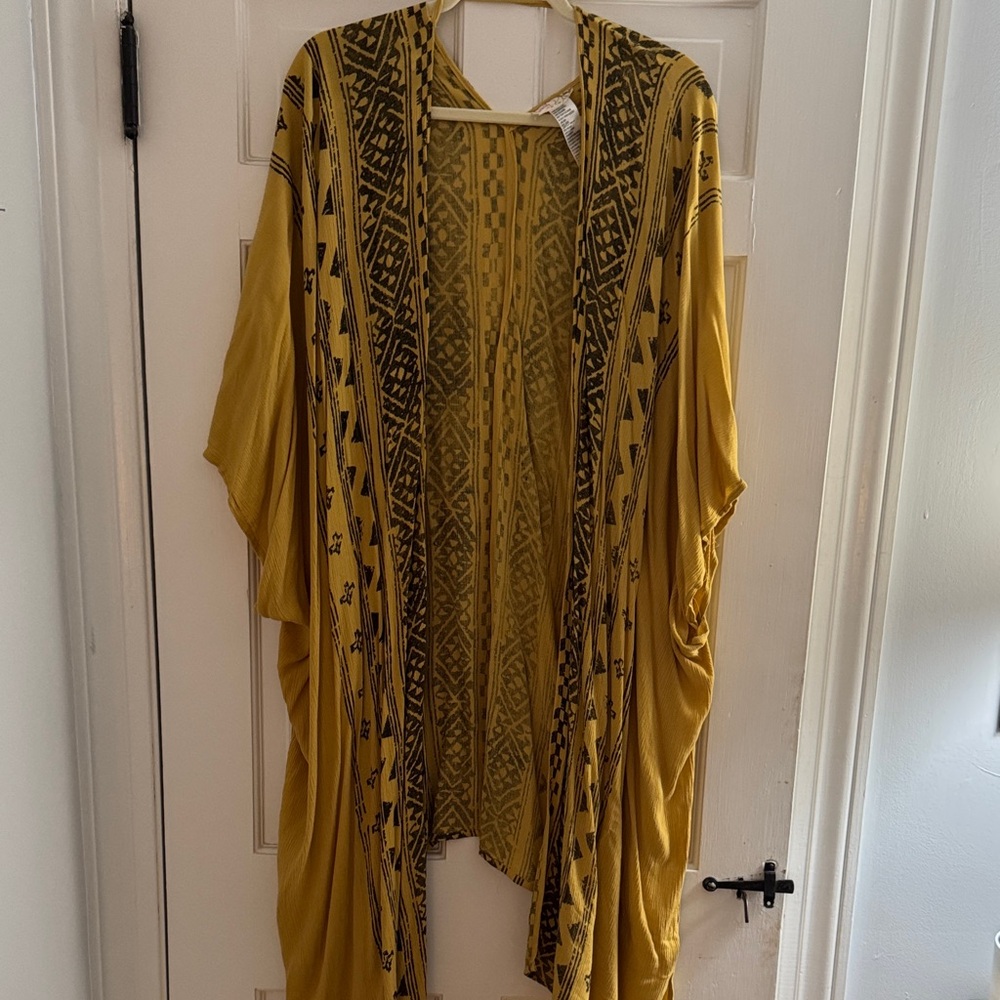 Free People Mustard and Black Kimono